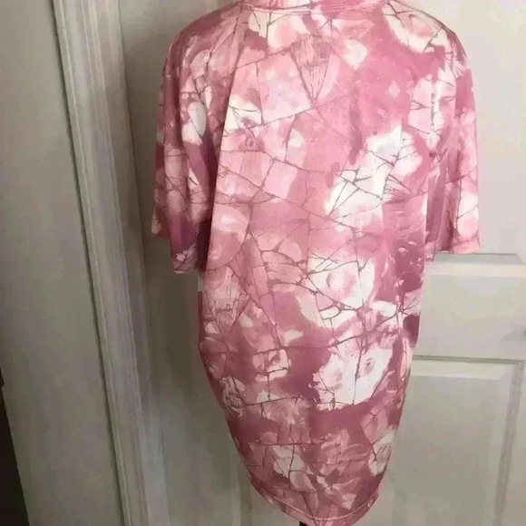 Nike Dri Fit Womens Tee Shirt Large Pink and White S/S Nike Swoosh - Picture 4 of 7